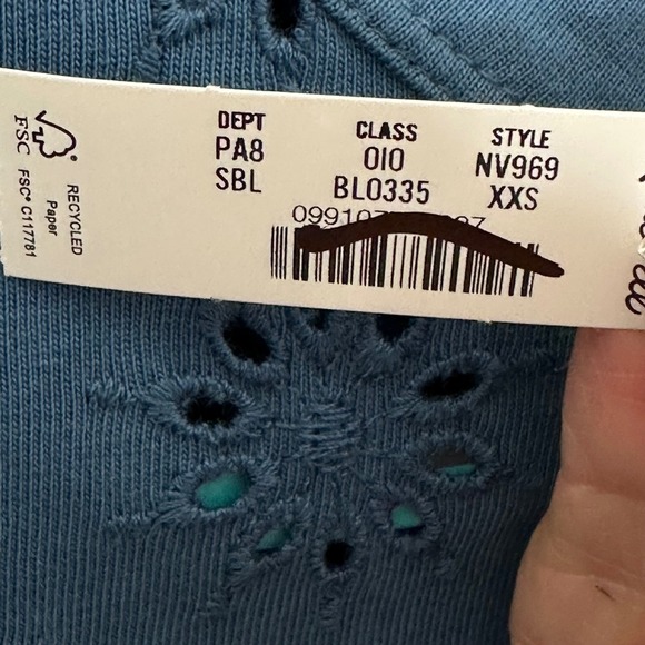 NEW Madewell Blue Eyelet Cotton Embroidered Crop Top Blouse XXS Made in India - Picture 5 of 7